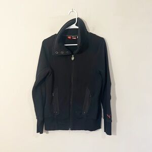 PUMA Ferrari Scuderia Black Cotton pocket full zip jacket sweatshirt women sz. S